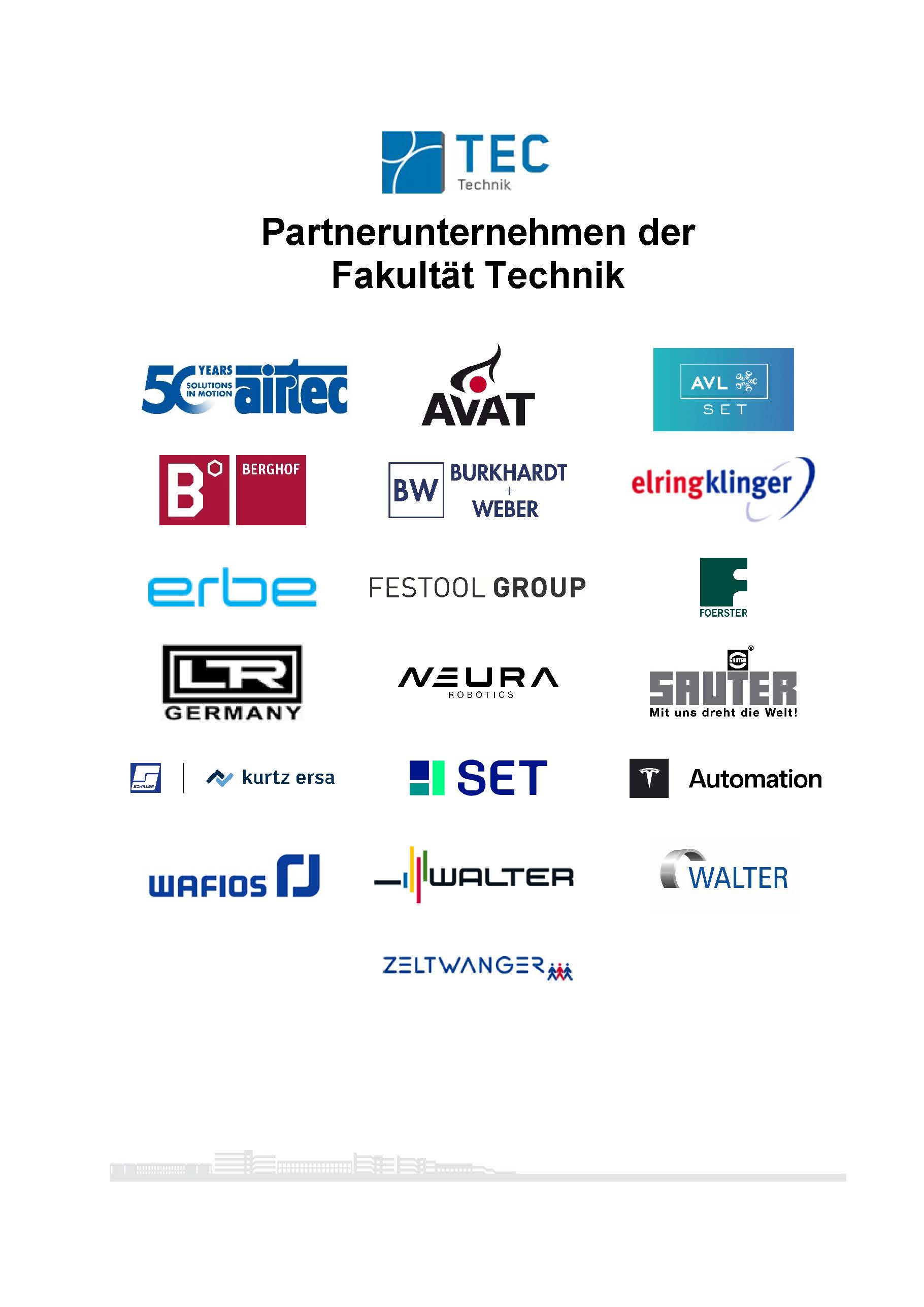 Übersicht Industriepartner Mechatronik